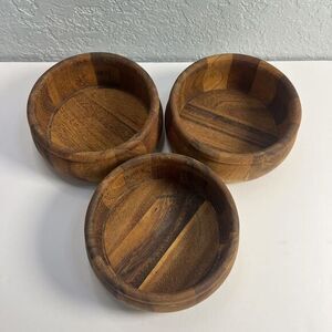 Ironwood Gourmet Individual Small Salad/Fruit Bowl Acacia Wood 6" Set Of 3‎